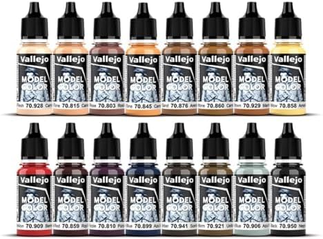 Vallejo - Face & Skin Tones Acrylic Paint Set | Model Color | Figure Color Series Historical Miniature Kit to Achieve Historical Accuracy with Artist-Grade Pigments | 16 Bottles x 18 ml (0.60 fl.oz.)