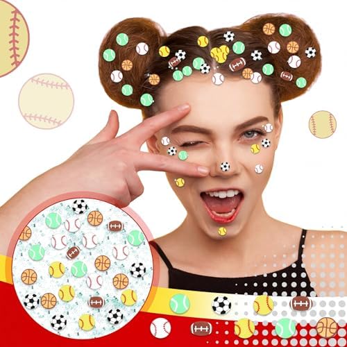 Weysat 30g Small Sports Polymer Clay Slices 0.2 Inch Tiny Clay Multiple Ball Pieces Sports Sprinkle Baseball Tennis Basketball Softball Football Soccer Confetti for DIY Craft Party Decoration for Team