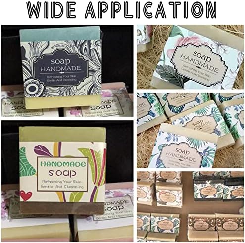 PH PandaHall 90pcs Handmade Wrap Label Tape, 9 Styles Lavender Blossom Daisy Honeysuckle Hydrangea Flower Soap Paper Wrapper Label Tags Sleeves Covers Band for Soap Lotion Bars Bath Gift Wrapping