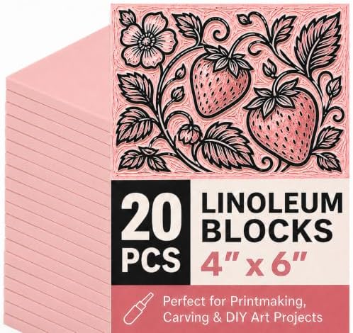 20 PCS 4"x6" Soft Linoleum Blocks for Printmaking & Stamp Making