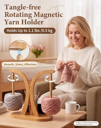SPEENSUN Tangle-Free Magnetic Double Yarn Holder for Crocheting