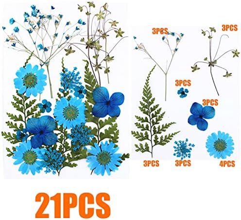 Cayway 82 PCS Natural Dried Pressed Flowers Leaves Glitter and Accessories Kit with Tweezers, Scissors for DIY Candle Resin Jewelry Nail Pendant Crafts Art Floral Decoration