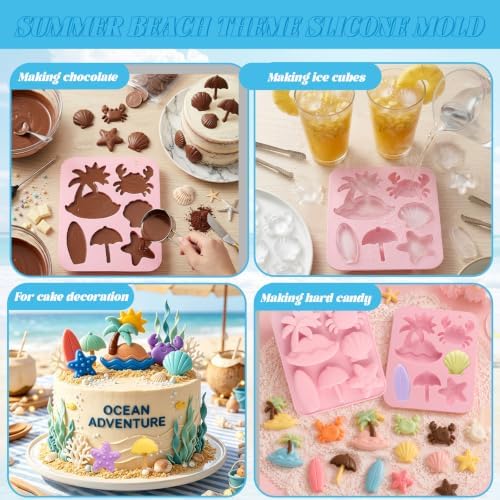 Summer Beach Silicone Mold 2Pc Summer Ocean Silicone Fondant Molds
