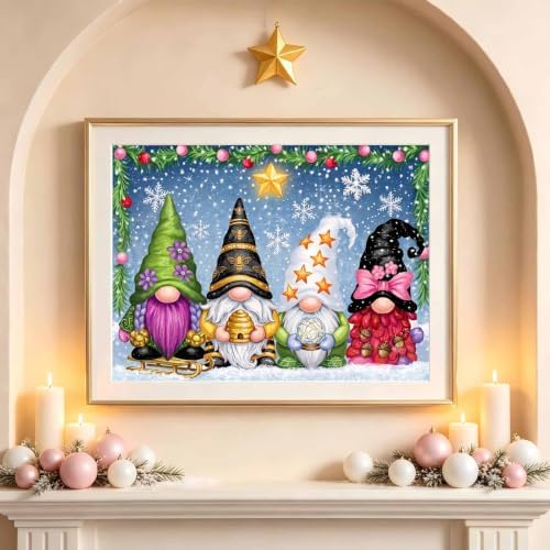 TOPCLTV Gnomes Diamond Art Kits for Adults, Christmas Diamond Painting