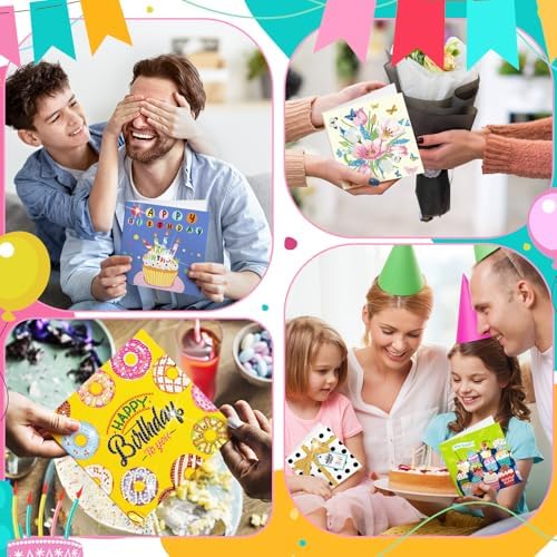 Saillong 12 Pack Happy Birthday Diamond Painting Greeting Card Kits DIY Diamond Art Cards with Envelopes Birthday Cake 5d Rhinestones Painting Kits for Adults DIY Crafts Family Friend Gifts
