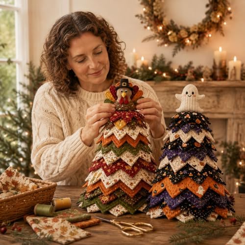 DIY Quilted Christmas Tree Kit, 3D Padded Fabric Sewing Craft Set (Chick)