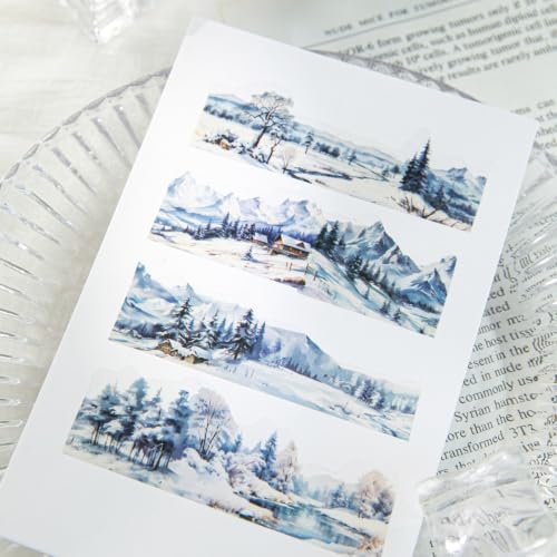 PET Tape Stickers for Journaling Supplies,Mountain Sea Scrapbook Stickers