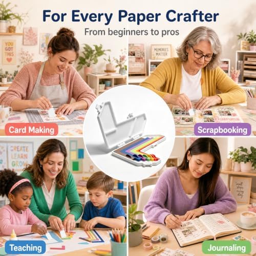 Paper Crafting Alignment Guide Set (7Pcs), Color-Coded No-Measure Scrapbooking Tools for Perfect Card Making, Borders, Layering & Precise Layout Spacing with Storage Case 1/16 to 1/2 Inch Increments