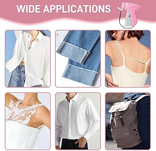 2026 New Stitch Gun for Clothes, Handheld Quick Clothing Fixer Sewing Kit with 1000 Black & 1000 White Fasteners, 6 Replacement Needles, Pink