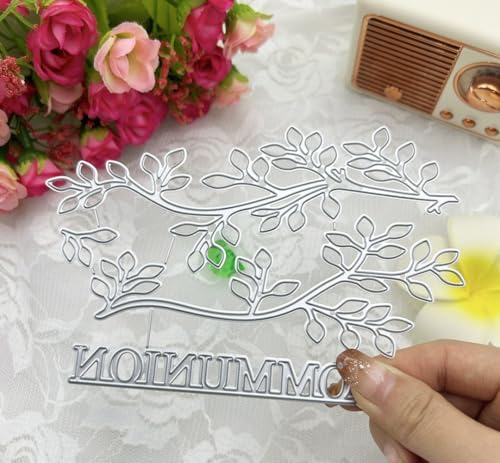 Scrapbooking Die-Cuts, Layer Frame Net Set Metal Cutting Dies for Card Making, Paper Craft Template, Background Embossing Stencils, DIY Album Décor (Branches and Leaves-15.4x10.3cm)