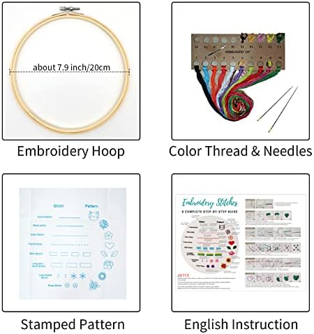 Louise Maelys Embroidery Kit for Beginners 8 Stitch Practice Set