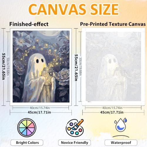Halloween Paint by Numbers Kit for Adults, Halloween Ghost, 16x20 inch