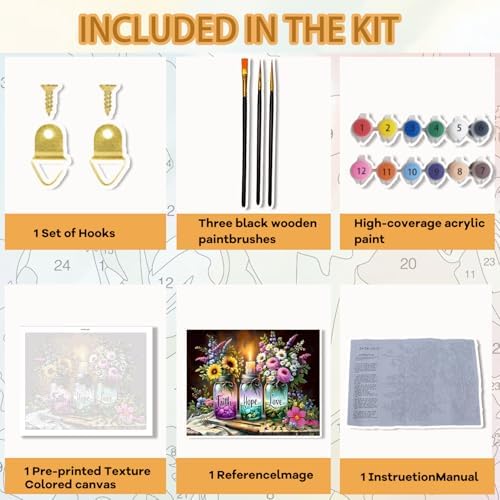 Pxzcrypha Faith Hope Love Paint by Number Kits for Adult Beginner 16X20inch