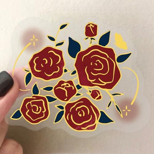 Flora Scrapbook Stickers Aesthetic Flowers Stickers Gold