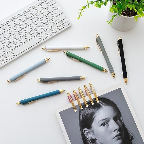 Aisibeiger Ballpoint Pens Black Ink Medium Point 1.0mm, Gold 12-count