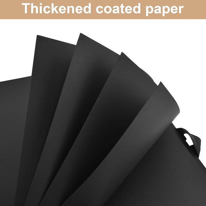 GOTIDEAL 12 x 12 Inch Scrapbook Album with 10 Metallic Markers, Black | 80 Pages Craft Paper Photo Album for Wedding and Anniversary, Family DIY Photo Album with Scrapbooking Stickers Corners