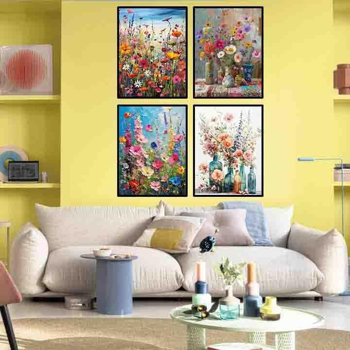 DYAIANGMU 4 Pack Paint by Numbers Kit for Adults Beginners 7.8X11.8 inch