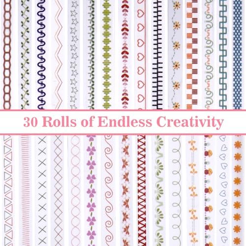 EORTA 30 Rolls Floral Washi Tapes Set, Slim 5mm Plant Masking Tape, Decorative Geometric Sticker for Detailed Scrapbooking, Arts, Wrapping, Journaling, Planner, DIY Craft, Vintage Boho & Floral