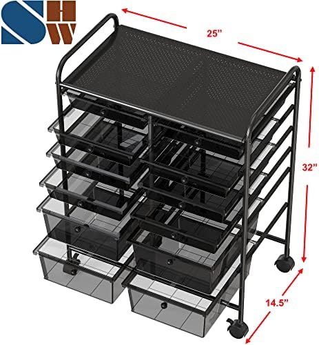 Simple Houseware 12 Drawers Rolling Utility Cart Organizer, Black