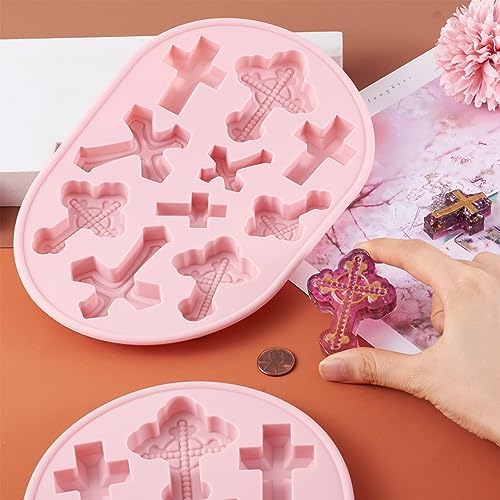 Craftdady Silicone Soap Mold 10 Cavities Cross Shaped Moulds Trays, 2 Pack for Handmade Craft Biscuit Candy Chocolate Fondant Cake UV Resin Epoxy Resin Jewelry Making