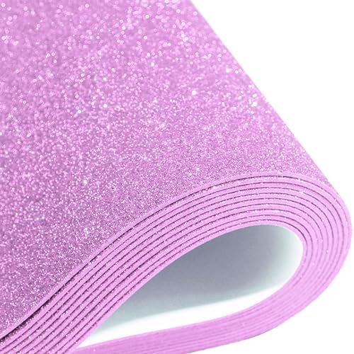 10 Sheets Glitter Cardstock Paper for St Patricks Day Decor, Easter Table Decorations, Self-adhesive Backs 30 X 20cm A4 Paper for Card DIY Scrapbook (Light Purple)