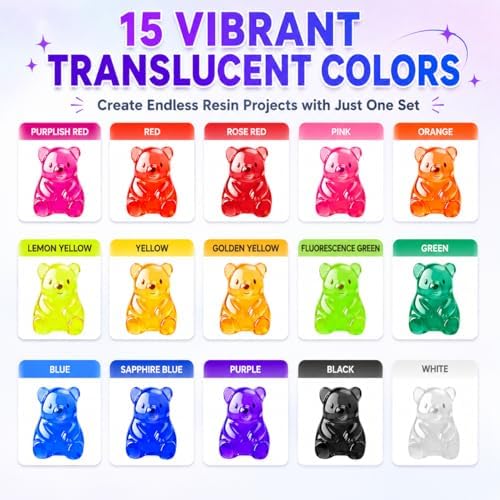 LET'S RESIN Epoxy Resin Dye,15 Color Translucent Epoxy Resin Pigment