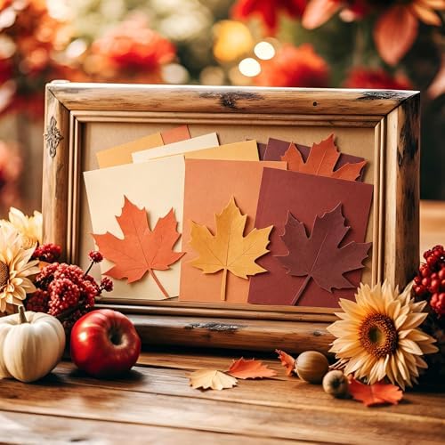 Whaline 50 Sheet 8.5 x 11 Inch Fall Card Stock Thick Paper Cards Terracotta Autumn Thanksgiving Scrapbook Paper for Prints DIY Arts Crafts School Office Home Supplies, 65 LB