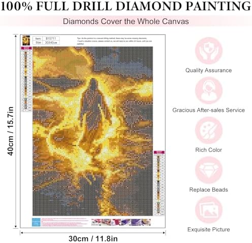 Yezavesu Jesus Diamond Art Kits for Adults Beginners 12x16 Inch | Jesus Diamond Painting Kit, DIY 5D Full Round Drill Gem Art, Stress Relief Craft Kits, Home Wall Decor Gift