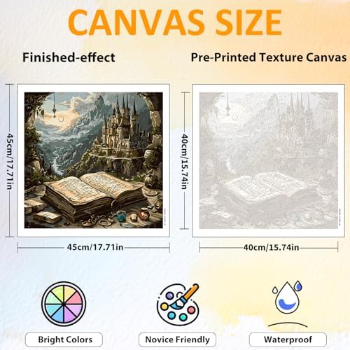 CRZMODE Book Paint by Numbers Kit for Adults, Book Paint by Numbers for Adults, Acrylic Painting Crafts for Home Decor Gift (16x16inch)
