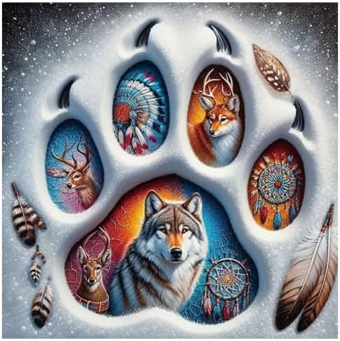 KUKUDEM Wolf Diamond Painting Kits for Adults, Diamond Art Kits 12x12inch