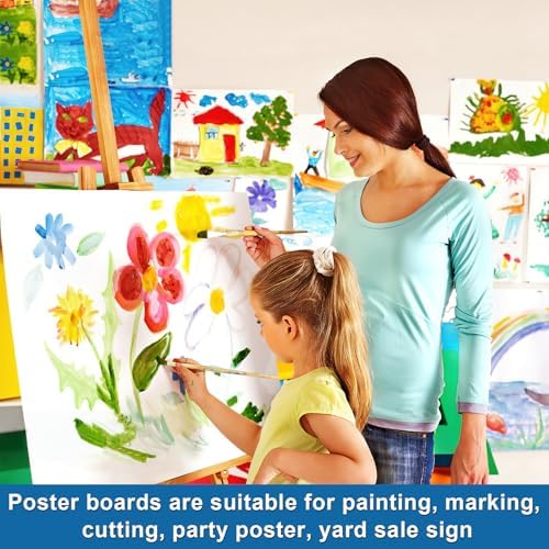 25 Pcs White Poster Board Paper 14x18, ROOKEA Blank Graphic Display Vision Boards Bulk for School Arts Classroom Crafts Projects Presentations Drawing Scrapbooking