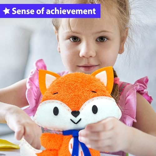 KRAFUN Fox Sewing Kit for Kids Ages 8-12 - No Scissors No Glue