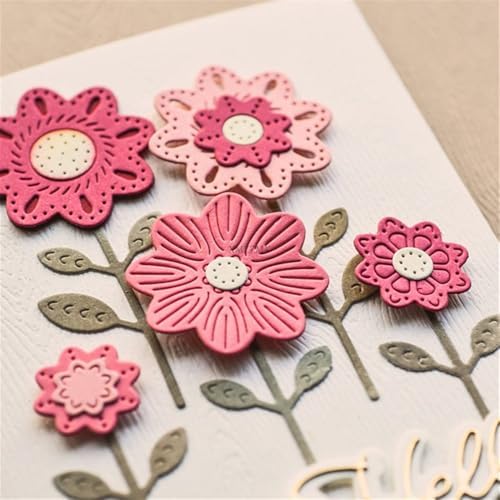 Patchwork Flower Pots and Leaves Metal Cutting Dies Sets for Card Making