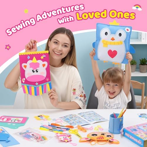 Felt Sewing Crafts for Kids Ages 4-12, 10 DIY Projects Kids Sewing Kit