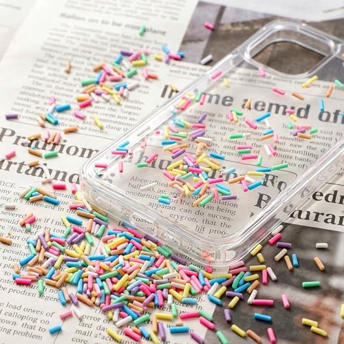 DIYASY 180g Fake Sprinkles, 6.35 oz Non-Edible Resin Sprinkles Faux Plastic Candy Sprinkle Polymer Clay Slices for Art DIY Crafts Phone Case (Multicolor A)
