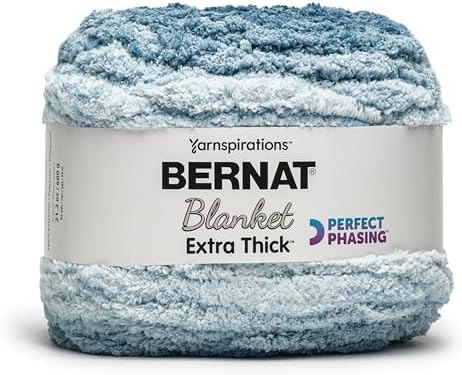 Bernat Blanket Extra Thick Perfect Phasing Chunky Yarn, Ocean Teal