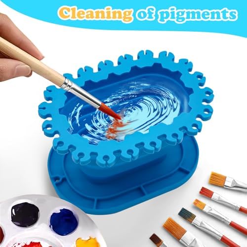 Foldable Silicone Paint Brush Cleaner Cup with Holder, Collapsible Rinse Basin for Acrylic, Watercolor and Water-Based Painting, Portable Brush Washing Cup for Artists and Hobby Painting ﻿ ﻿ ﻿