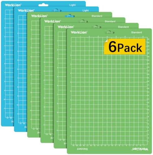 Worklion Cutting Mat Compatible With Cricut Joy Xtra: 8.5"x12", 6 pack (4 Standard Adhesive& 2 Light Adhesive) - Machine Accessories