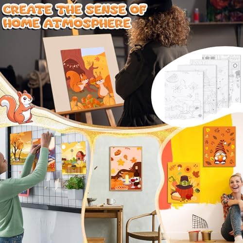 Sherr 140 Pcs 20 Set Pre Drawn Canvas Painting Kit, Autumn