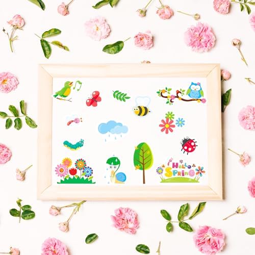 Ozepao 444 Pcs Spring Stickers for Kids, 24 Sheets Spring Garden Stickers Bulk for Water Bottles Gifts Bags Cards Envelopes Decor