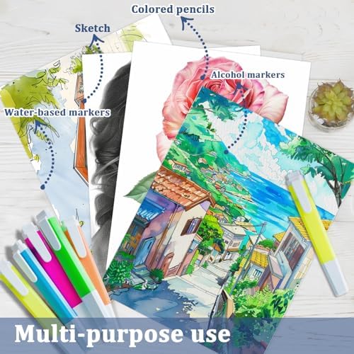Tlenpo 8.5 x 11 Marker Paper Pad, 100 Sheets Marker Sketchbook Bleedproof, 120gsm/73lb Art Sketch Pad Paper, Painting Coloring Alcohol Marker Paper for Beginners, Artists, Kids