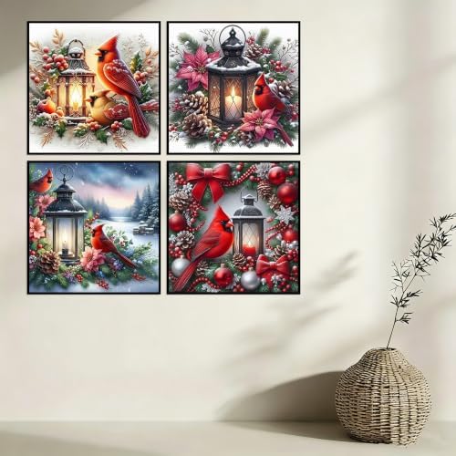 4 Pcs Diamond Art Kits for Adults, 5D Cardinal Diamond Painting Kits