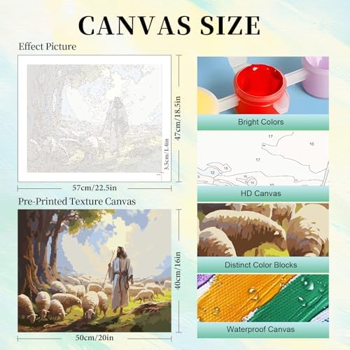 Paint by Numbers Kit for Adults, Jesus DIY Painting Kit, 16x20 Inch