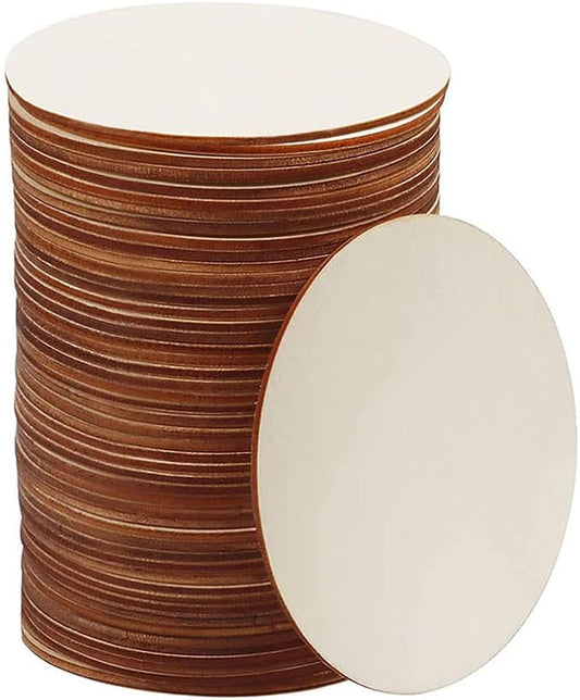 50Pcs 4 Inch Wood Circles for Crafts, Unfinished Round Disc Cutouts