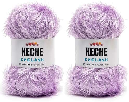 Eyelash Fun Fur Yarn - Premium Soft Crochet Yarn DIY Hand Knitting 100% Polyester 175 Yds 3.53 Oz (Pack of 2) - Lilac