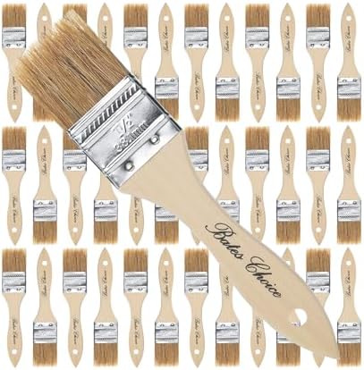 Bates Chip Paint Brushes - 1.5 Inch, 36 Pack, Natural Bristle, Stain Brushes for Wood