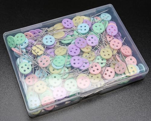 Elisel 200 pcs Multicolor Straight Pins Straight Quilting Pins Craft Positioning Pins Fixed Sewing Marker Needle for Crafting Dressmaker and Other Crafts Making (Buttons)