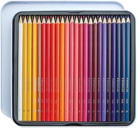 Staedtler Colored Pencils, Triangular Barrel, 48 Pack Assorted, Metal Tin 1278 M48