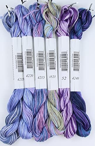 KCS Big skeins of 25 Meters Size 25 Color Variegated Cross Stitch Stranded Threads,6 skeins,20