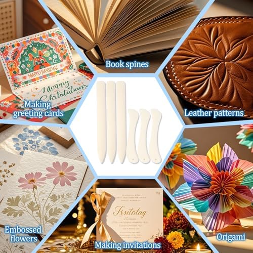 9 Pcs Bone Folder Tool Scoring Tool Folding Bone Plastic Paper Folding Tool Book Binding Kit Leather Burnishing Card Making for Folding Scoring Creasing Origami Scrapbooking (Pack of 3)